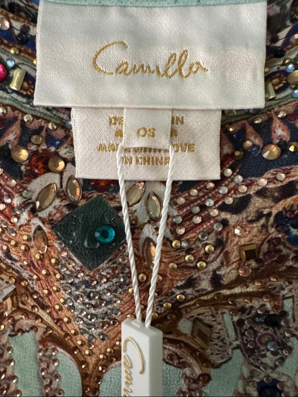Camilla Aqua Multi-Color Beaded High-Low Dress O/S - Picture 3 of 15